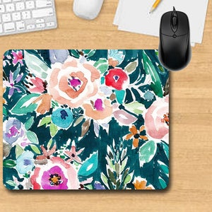 Water Color Mouse Pad. Personalized Mouse Pad. Monogram Mouse Pad. Office Gifts. Teacher Gifts. Promotional Items.Floral Mouse Pad.