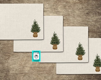 Holiday Placemat-Set of 4 Winter Placemats-Christmas Tree Placemats-Farmhouse Set of 8 Placemats-Christmas Placemats