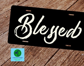 Blessed License Plate. License Plate Frame. Black License Plate.  Religious License Plate. Christian Front License Plate.