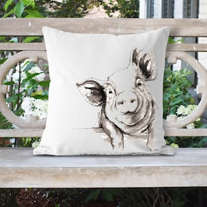 Watercolor Pig 18x18 Pillow/Custom Pillows//Housewarming Gifts/Pillow Cover/Throw Pillow/Personalized Pillow/Pig Pillow/Farmhouse Decor