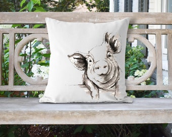 Watercolor Pig 18x18 Pillow/Custom Pillows//Housewarming Gifts/Pillow Cover/Throw Pillow/Personalized Pillow/Pig Pillow/Farmhouse Decor