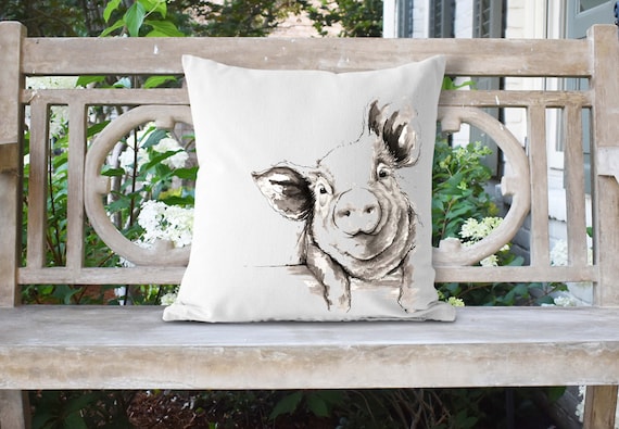 Watercolor Pig 18x18 Pillow custom Pillows housewarming Gifts pillow Cover throw Pillow personalized Pillow pig Pillow farmhouse Decor Etsy