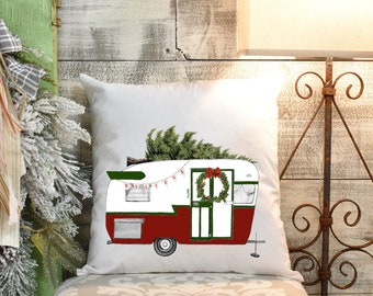 Holiday Pillow, Camper Christmas PIllow, Christmas Pillow Covers, Winter Throw Pillow, Farmhouse Christmas Pillow Cover, Camper Accessories