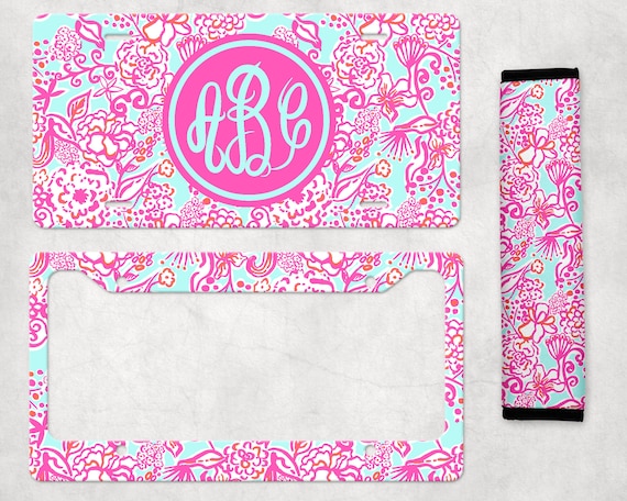 Tropical Monogram License Plate/Custom License Plate/Monogram License Plate Frame/Floral License Plate/Lilly Inspired Car Tag