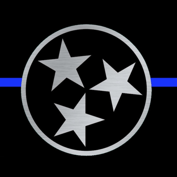 Tennessee Tri Star License Plate. Thin Blue Line License Plate. License Plate Frame. Black and Silver Tri Star License Plate. Police Gift