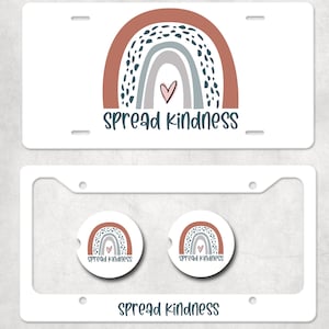 Spread Kindness License Plate, Rainbow License Plate Frame, Spread Kindness Car Coasters, Boho Rainbow License Plate