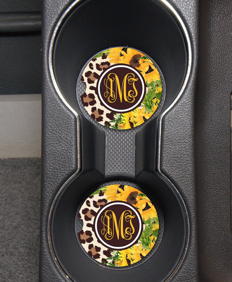 Car Accessories,Sunflower Personalized Plate and Frame,Leopard License Plate Sunflower Leopard License Plate Custom Tag,Coasters Key chain