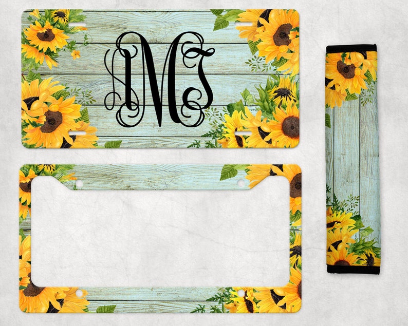 License Plate Frame Car Coaster Set of 2 Sunflower License Plate License Plate