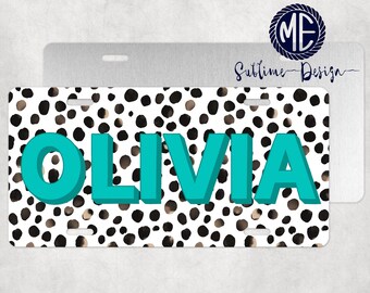 Personalized License Plate, Leopard Name Car Tag, Front Car Tag, Custom License Plate Frame, Personalized Car Coasters, Monogram Hitch Cover