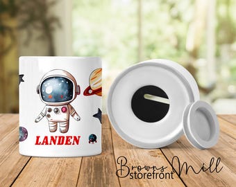 Personalized Coin Bank - Personalized Money Bank - Custom Coin Bank - Astronaut Coin Bank