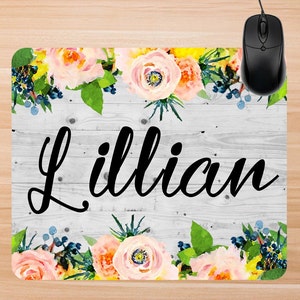 Custom Mouse Pad. Personalized  Mouse Pad. Floral Mouse Pad. Office Gifts, Promotional Gifts, Teachers Gifts. Custom Home Office.