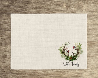 Holiday Placemat-Set of 4 Christmas Placemats-Christmas Deer Placemats-Farmhouse Set of 8 Placemats-Christmas Placemats