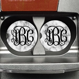Car Coasters,Set of 2, Marble Car Coasters, Monogram Car Coasters