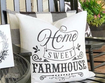 Home Sweet Farmhouse 18x18 Pillow//Custom Pillows//Housewarming Gifts//Pillow Cover//Throw Pillow//Farm House Pillow Cover