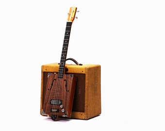 D+H Guitar Co. Black Walnut Jack Cigar Box Guitar 3 String, Dual Humbucker