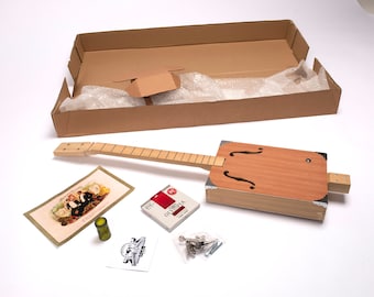 D+H Guitar Co. DIY 'Build Your Own' 3 String Mahogany Cigar Box Guitar Kit (Bottle-Slide Starter Kit)