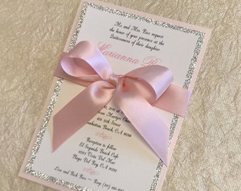 Blush Quinceanera Invitation Elegant Invitation Blush Invitation Glitter Quinceanera