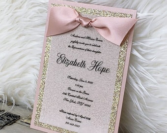 Blush Quinceanera Invitation Rose Gold Quinceanera Invitation Elegant Mauve Pink Invitation