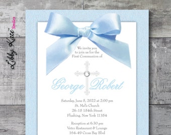 First Communion Invitation Boy Communion Invitation Boy First Communion Invite Elegant Unique Simple Blue and White Spanish