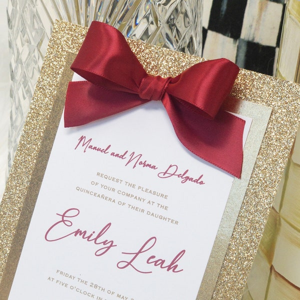 Red and Gold Quince Invitations Etsy