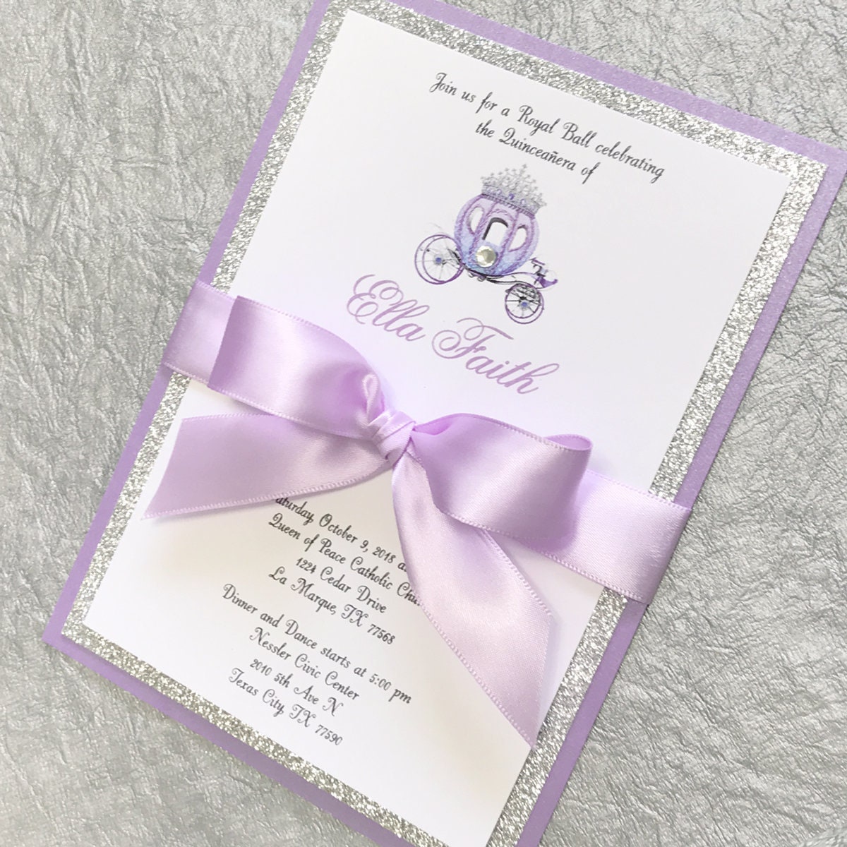 Purple Quinceanera Invitation Royal Princess Sweet 16 - Etsy