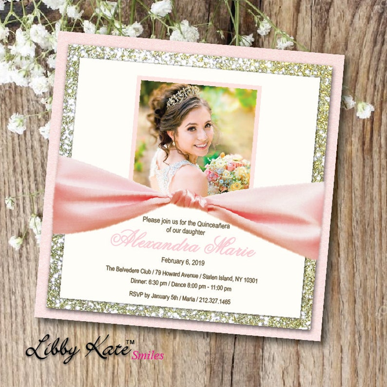 Photo Quinceanera Invitation Blush Quinceanera Invitation Etsy