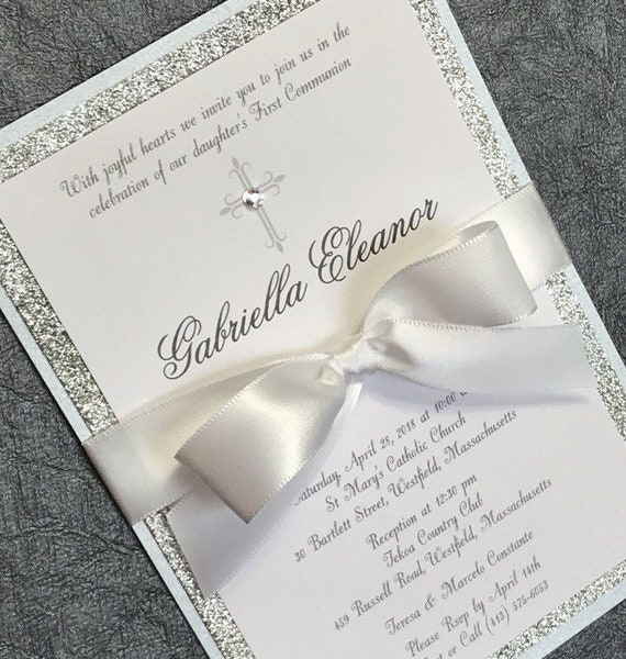 White And Silver Baptism Invitation Twin Baptism Invitation Etsy