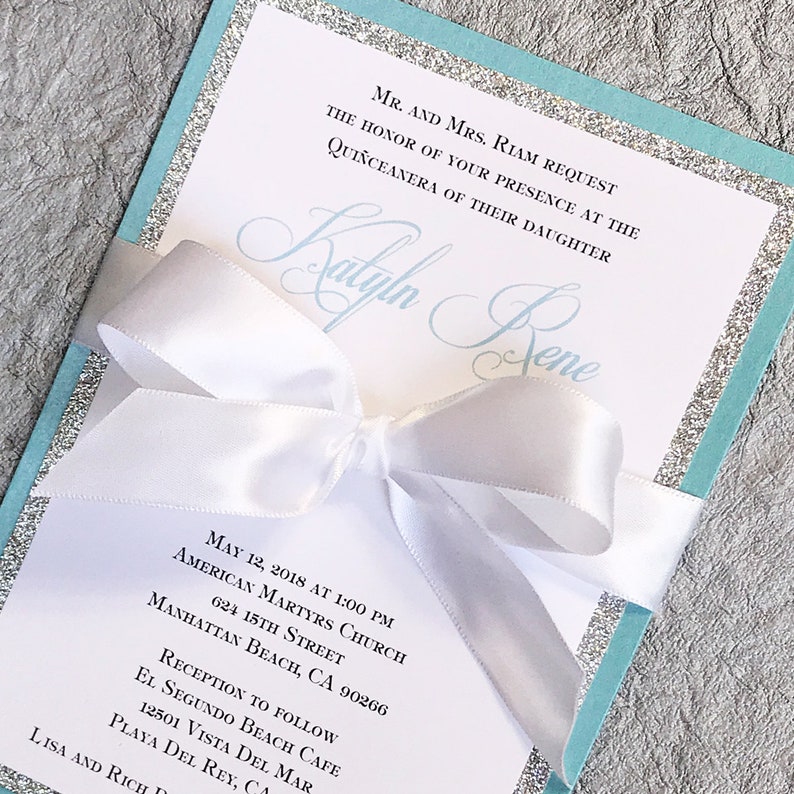 Quinceanera Invitation Elegant Quinceanera Silver and Teal - Etsy