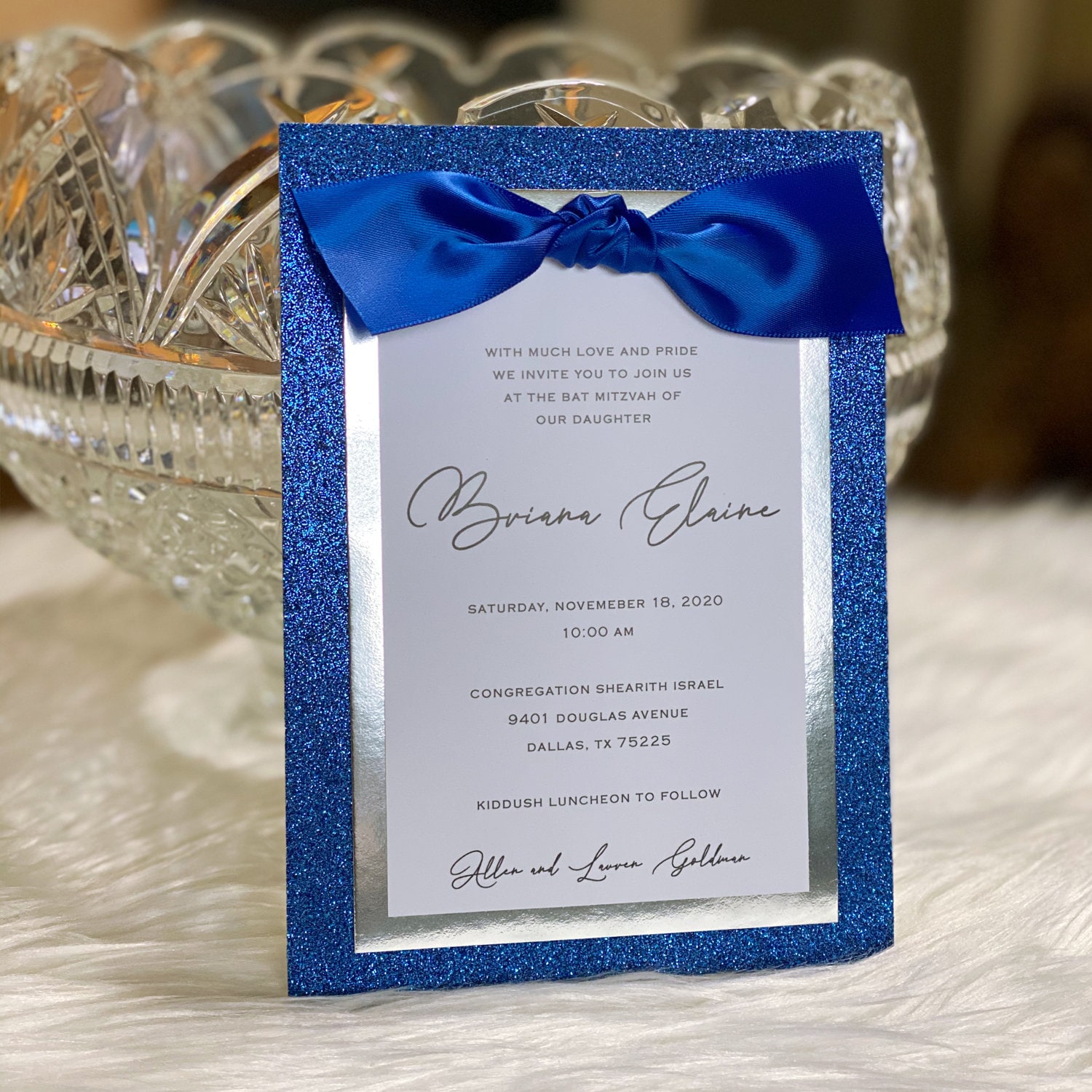 Royal Blue Wedding Invitation Royal Blue and Silver Wedding Etsy