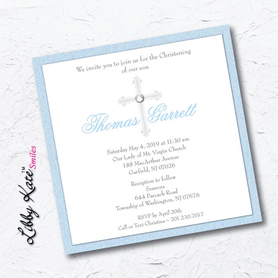 boy christening invitation boy baptism invitation baby baptism blue and white baby baptism invitation