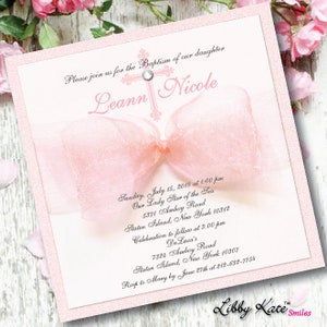 Blush Pink Baptism Invitation Girl Baptism Pink Blush Baptism Invitation Elegant