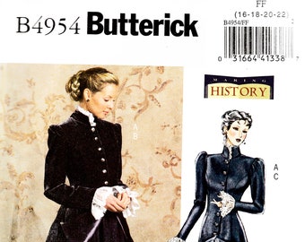 Steampunk or SCA Misses Early 20th Century Princess-Seamed Jacket and Full Skirt with a Slight Train Sz 8-22 Butterick Pattern B4954