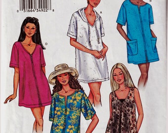 2000 - Butterick Pattern 3474 - A-line, Below Hip Cover Up - Slip Over - With or Without Hood - Sizes XS, S, M