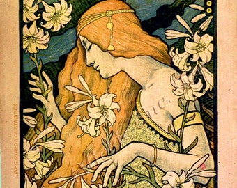 Art Nouveau Print -- "L'Ermitage, Revue Illustree" -- by Paul Berthon -- Advertising Poster for Parisian Illustrated Magazine, 1897