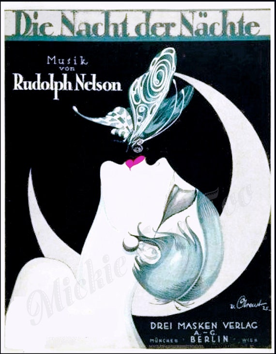 Art Deco Poster For 1925 Musical Revue Die Nacht Der Etsy