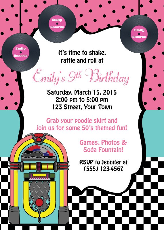 Free Printable 50 s Theme Party Invitations PRINTABLE TEMPLATES