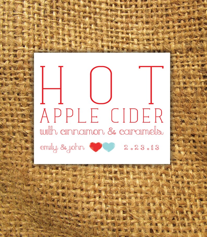 Wedding Favor Hot Apple Cider or Hot Chocolate Card Etsy