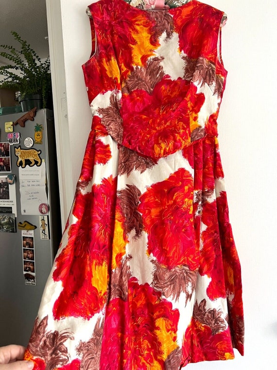 Stunning True Vintage Floral Cocktail Dress 1950'… - image 3