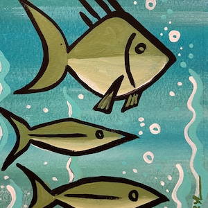 Mid-Century Three Fish Under The Sea Print