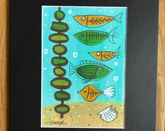 Mid-Century Mod Retro Fish Under The Sea Print