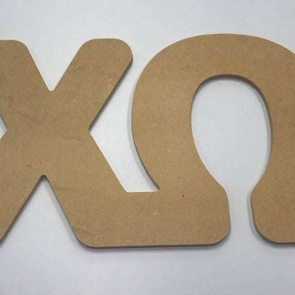 Greek MDF wood bubble connected letters Chi Omega - 10"x21.5"