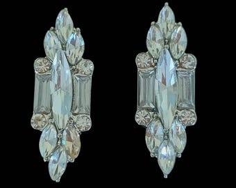 Vintage Art Deco Crystal Stud Earrings: Geometric Gatsby Glamour