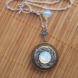 Moon Magic - Victorian Style Locket - celestial bridal bridesmaid gift mother&#39;s day wife lunar opalite moonstone goddess moon light