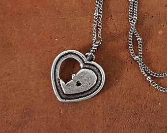 Silver Heart Embryo Necklace: Pregnancy Memorial Keepsake