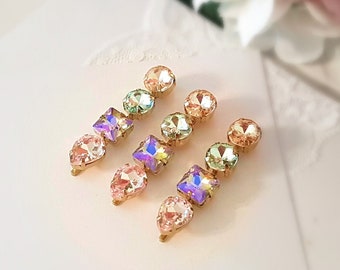 Vintage Style Crystal Set Bobby Pins hair clips barrettes embellished hair pins sparkling gold tone retro antique rhinestones accessories