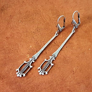 Vintage Art Deco Sterling Silber überzogene Ohrringe: Geometrische Statement