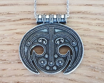 Zilveren Lunula-ketting: Viking-maangodin-amulet
