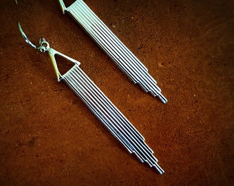 Art Deco Silver Cascade Earrings: Geometric Statement Jewelry