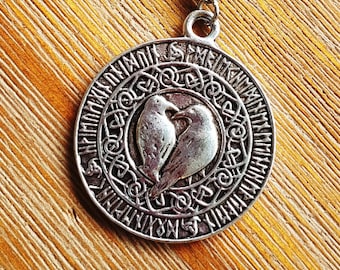 Odin's Ravens Silver Pendant Necklace: Norse Viking Mythology