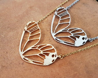Butterfly Wing Necklace: Gold or Silver Fairy Pendant